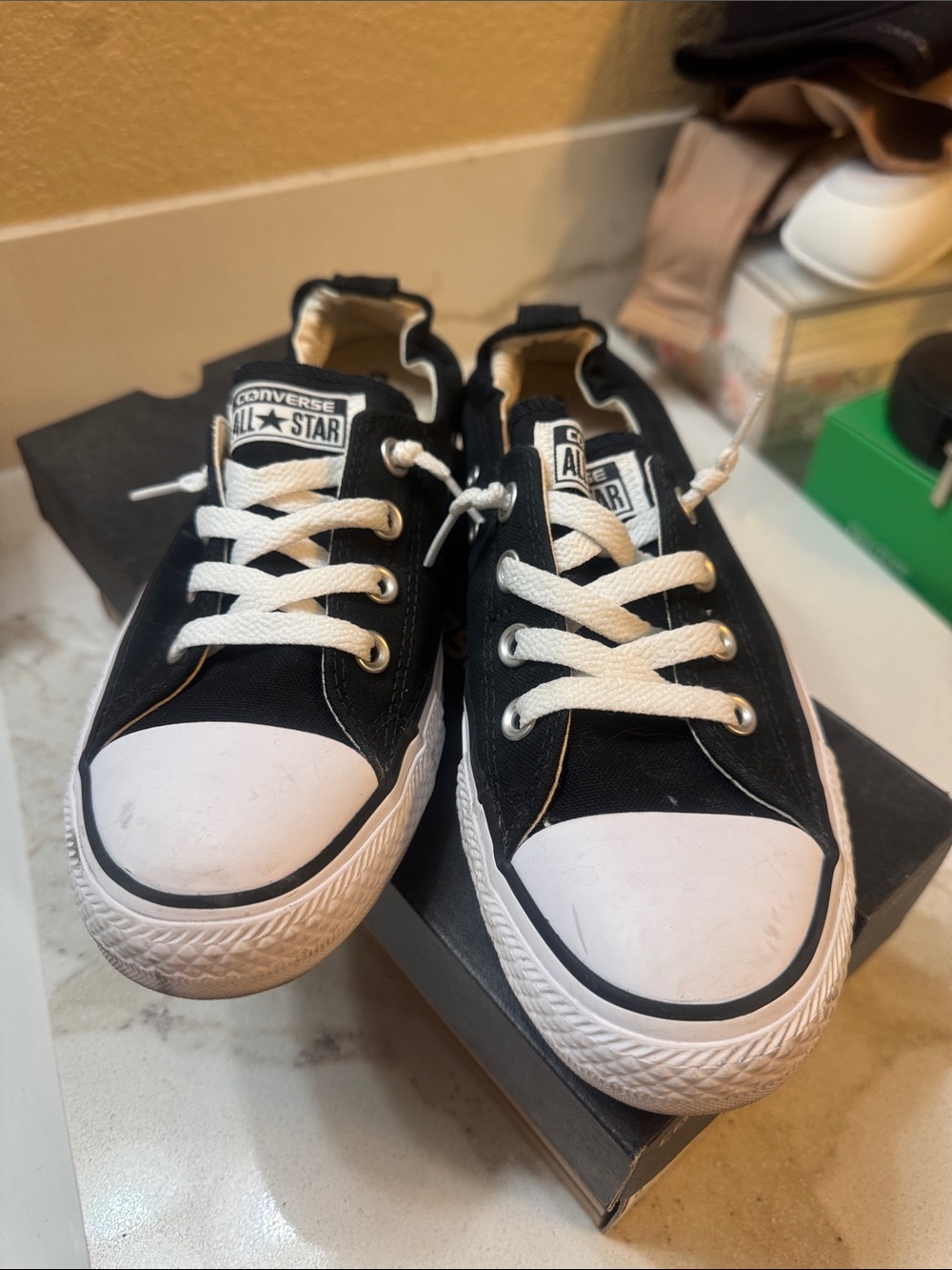 Converse Low Top Slip On Sneakers - Black and White